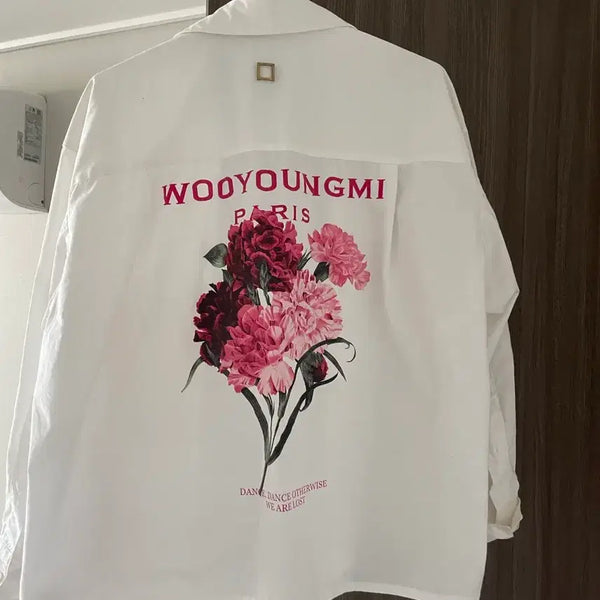 [BUNJANG] Wooyoungmi Red Flower Shirt Size 44 / 우영미 레드플라워 셔츠 44