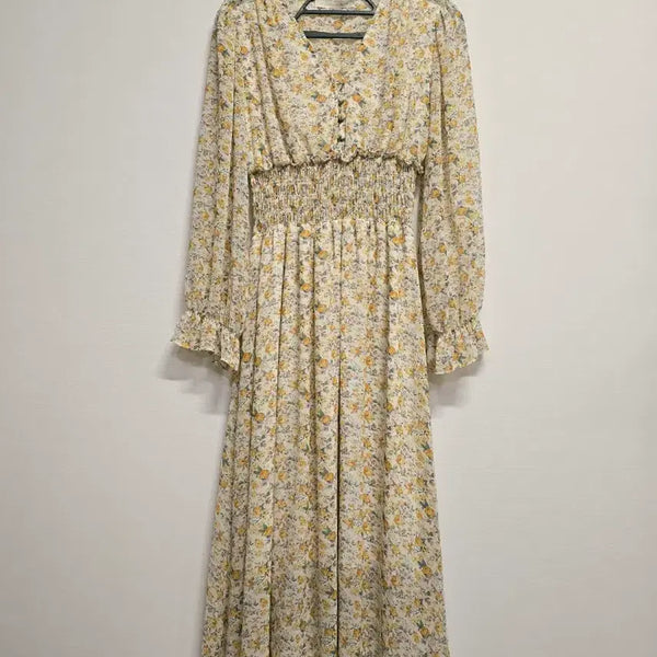[BUNJANG] Olive de Olive V-Neck Chiffon Long Dress / 올리브대올리브 브이넥 쉬폰 롱 원피스