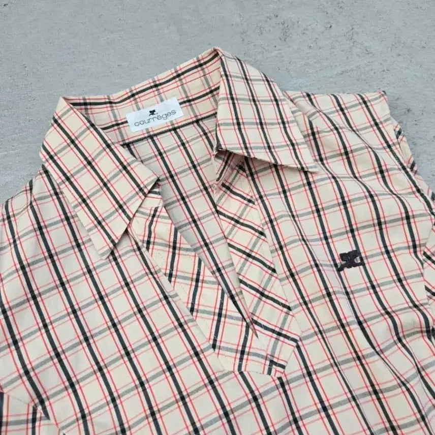 [BUNJANG] Courreges Y2K Check Sleeveless Shirt / COURREGES 쿠레쥬 y2k 로고 슬리브리스 셔츠