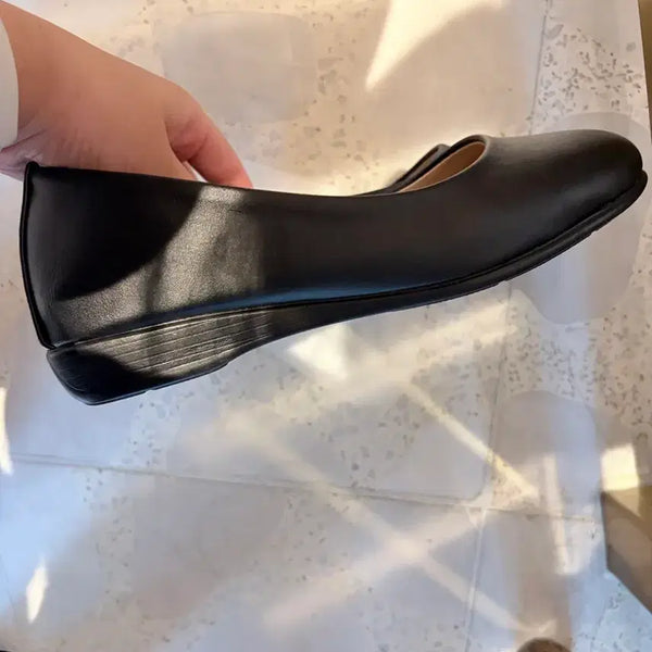 [BUNJANG] Black Leather Flat Shoes / 가죽 플랫 슈즈 블랙