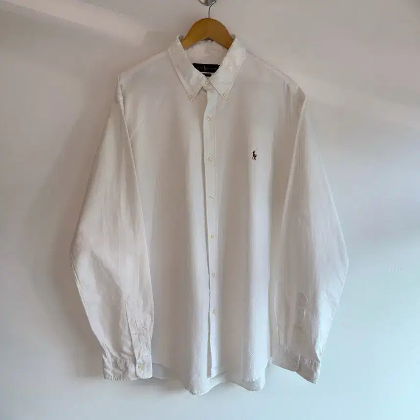 [BUNJANG] Polo Ralph Lauren Oversized New QR Label White Shirt XXL / 폴로 랄프로렌 오버사이즈 신형 QR라벨 화이트 셔츠