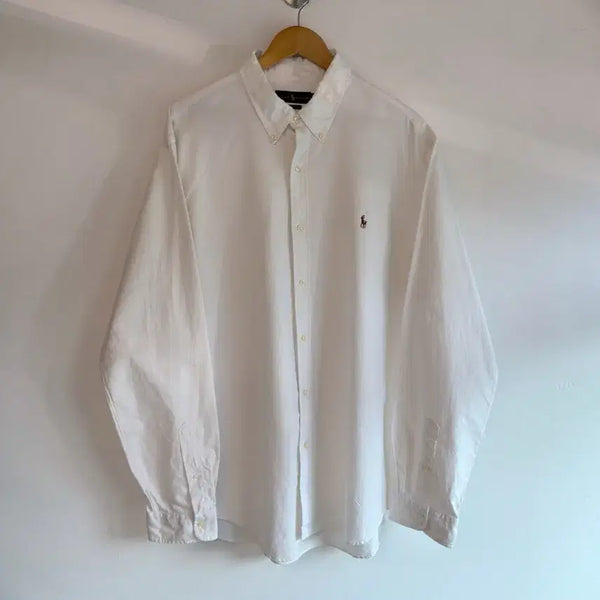 [BUNJANG] Polo Ralph Lauren Oversized New QR Label White Shirt XXL / 폴로 랄프로렌 오버사이즈 신형 QR라벨 화이트 셔츠