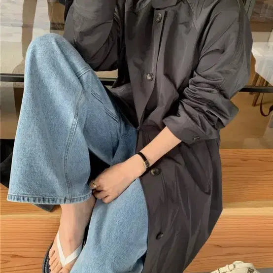 [BUNJANG] Love Meow Sain Trench Coat Charcoal / 러브미우 세인 트렌치 코트 차콜