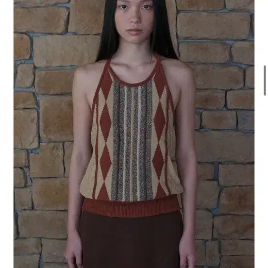 [BUNJANG] Verso Jacquard Halterneck Top / verso 쟈가드 홀터넥 탑