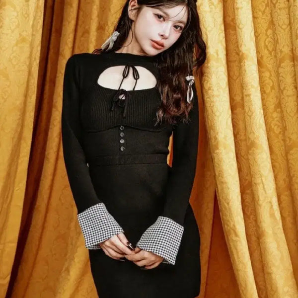 [BUNJANG] Darich Front Open Knit Dress FL / Darich 프론트 오픈 니트 원피스 FL