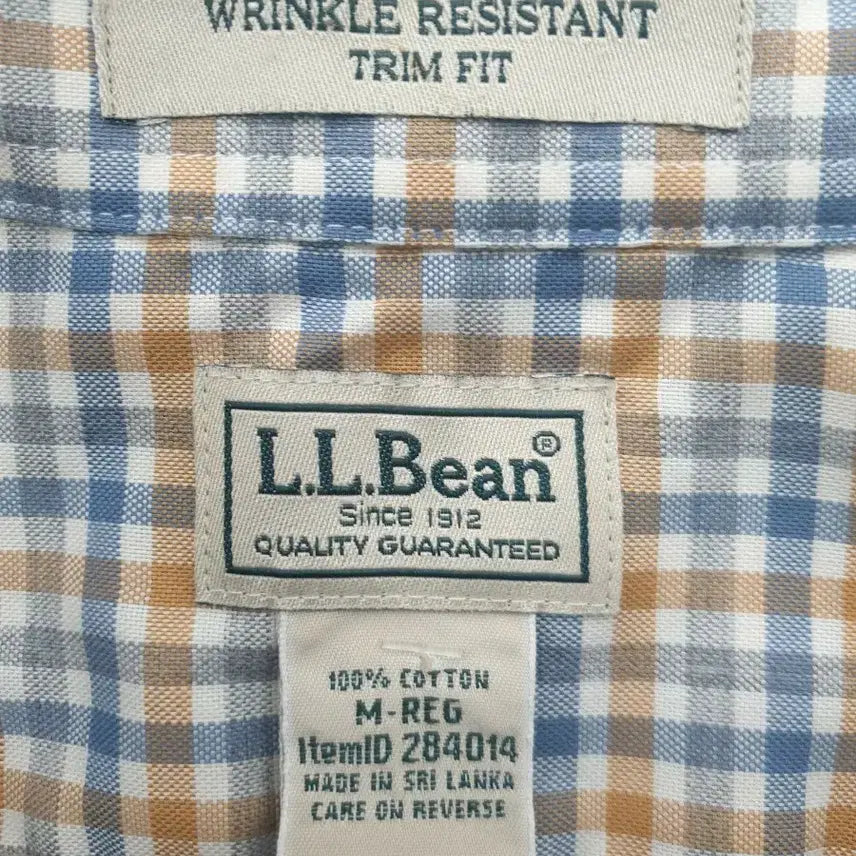 [BUNJANG] L.L.Bean Men's Trim Fit Plaid Short Sleeve Shirt - Size M / L.L.Bean 체크 반팔 셔츠 M