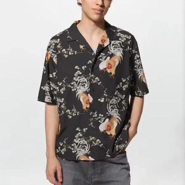 [BUNJANG] Uniqlo Open Collar Shirt Itzakuchu XL / [유니클로] 오픈카라셔츠 이토 자쿠추(XL)