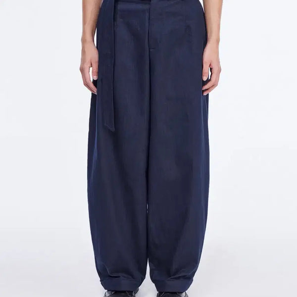 [BUNJANG] Songzio Homme Curve Wide Belted Pants Navy 48 / 송지오옴므 커브 와이드 벨티드 팬츠 네이비 48 SG5PT505NY