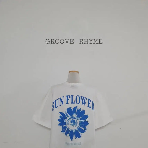 [BUNJANG] Groove Rhyme Sunflower Short Sleeve T-Shirt White / 세일)No.26070305 그루브라임 해바라기 반팔 티셔츠 화이트