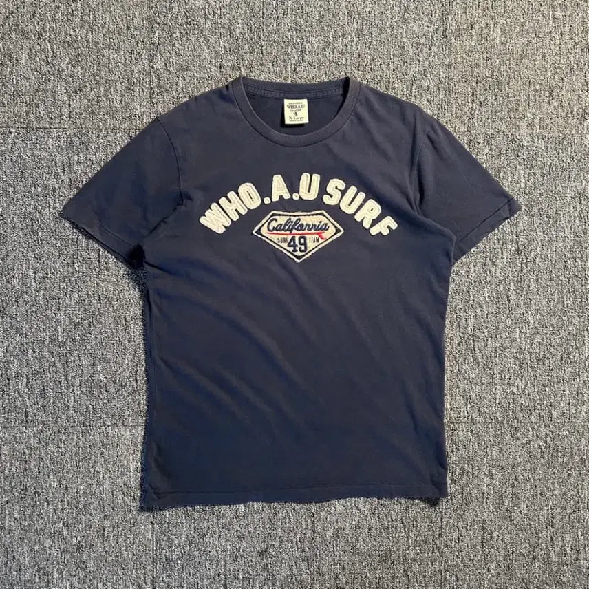 [BUNJANG] WhoAU Navy Patch Logo Short Sleeve T-Shirt XL / 후아유 네이비 패치로고 반팔티셔츠 XL