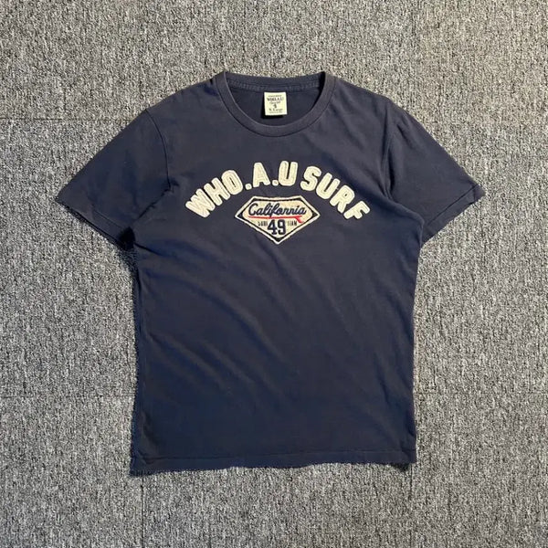 [BUNJANG] WhoAU Navy Patch Logo Short Sleeve T-Shirt XL / 후아유 네이비 패치로고 반팔티셔츠 XL