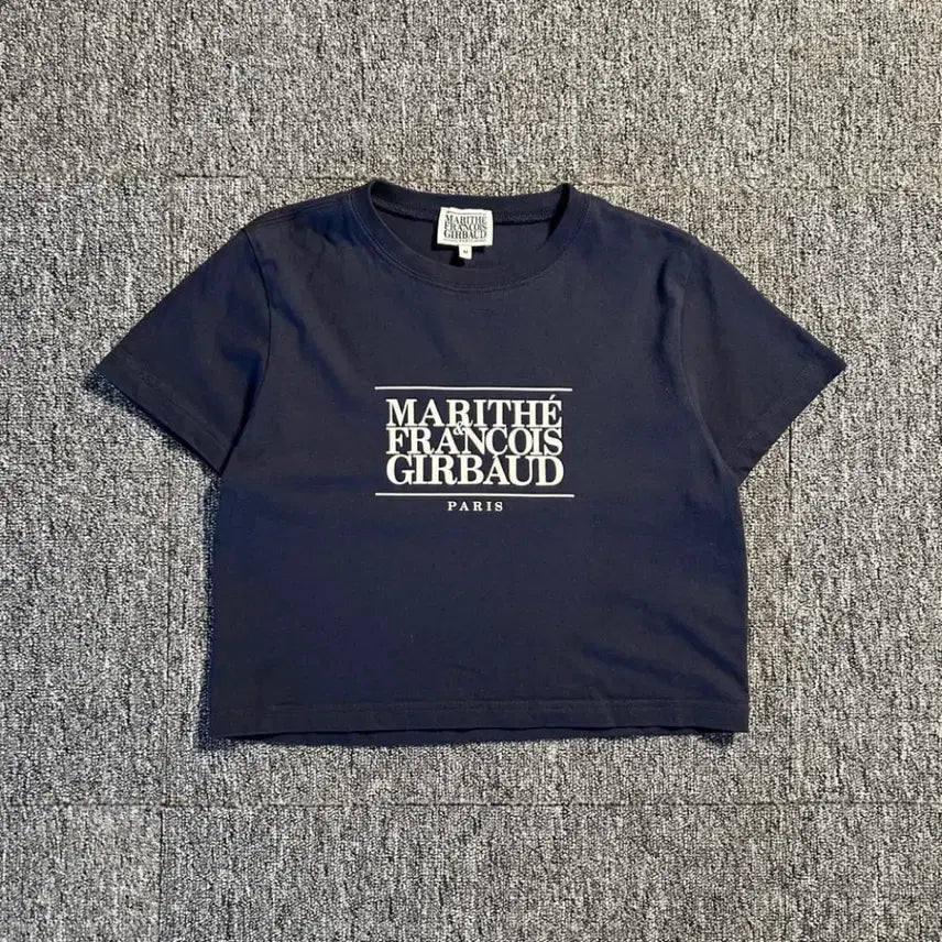 [BUNJANG] Marithe Francois Girbaud Navy Cropped Short Sleeve T-Shirt M / 마리떼프랑소와저버 네이비 크롭 반팔티셔츠 M