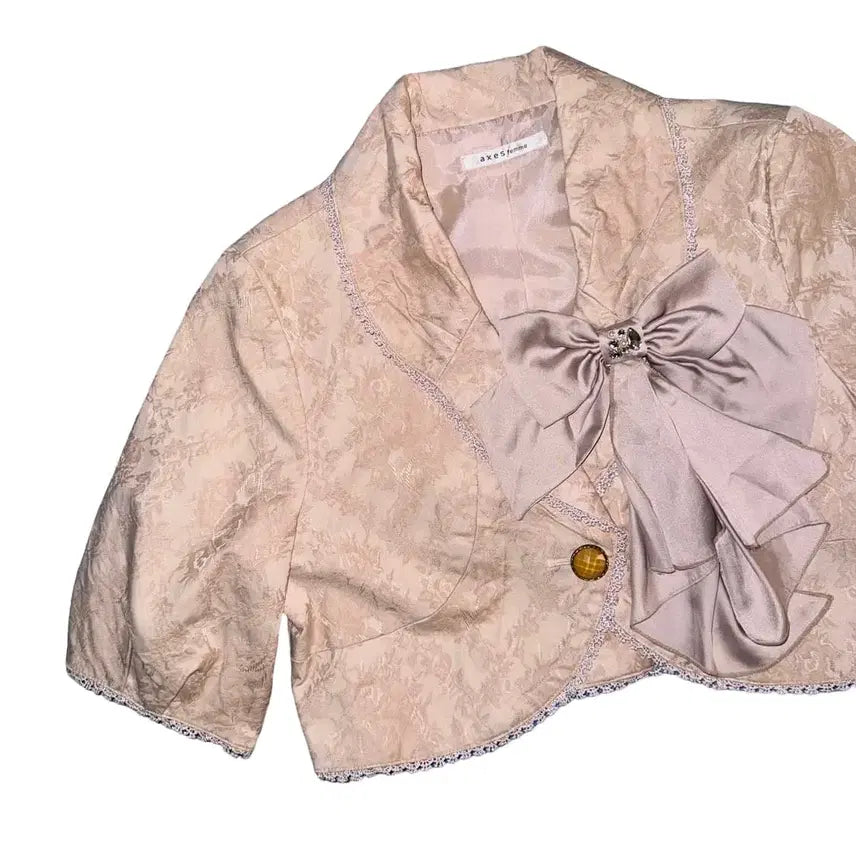 [BUNJANG] Romantic Galyu Rose Peach Ribbon Bolero Corsage Set / 로걀 로맨틱갸루 로즈 피치 리본 볼레로 액시즈팜 빈티지