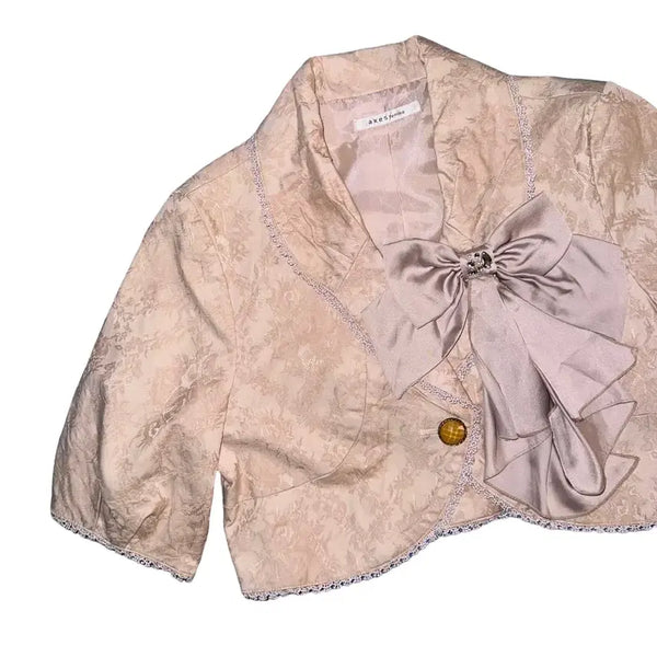 [BUNJANG] Romantic Galyu Rose Peach Ribbon Bolero Corsage Set / 로걀 로맨틱갸루 로즈 피치 리본 볼레로 액시즈팜 빈티지