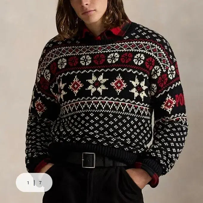 [BUNJANG] Polo Ralph Lauren Snowflake Knit XL / 폴로 랄프로렌 스노우플레이크 니트 XL