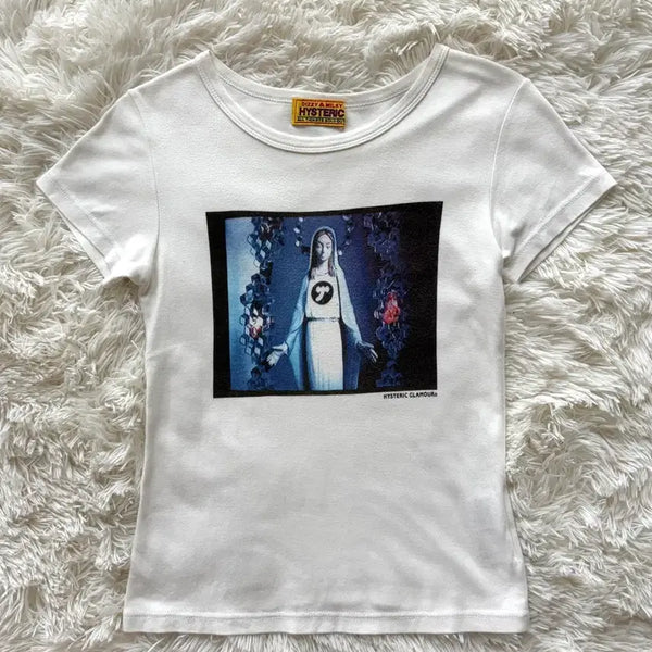 [BUNJANG] Hysteric Glamour Virgin Mary Short Sleeve T-Shirt / 히스테릭 글래머 성모 마리아 반팔 티셔츠