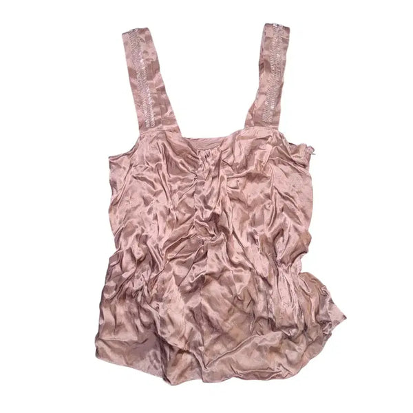[BUNJANG] Cocoa Silk Sleeveless Top Vintage Japanese / 코코아 실크 슬리브리스 나시 빈티지 일본 로걀탑