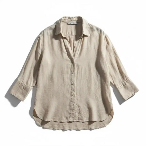 [BUNJANG] Zara Linen Shirt Beige / 여성M/ 자라 린넨 셔츠 베이지