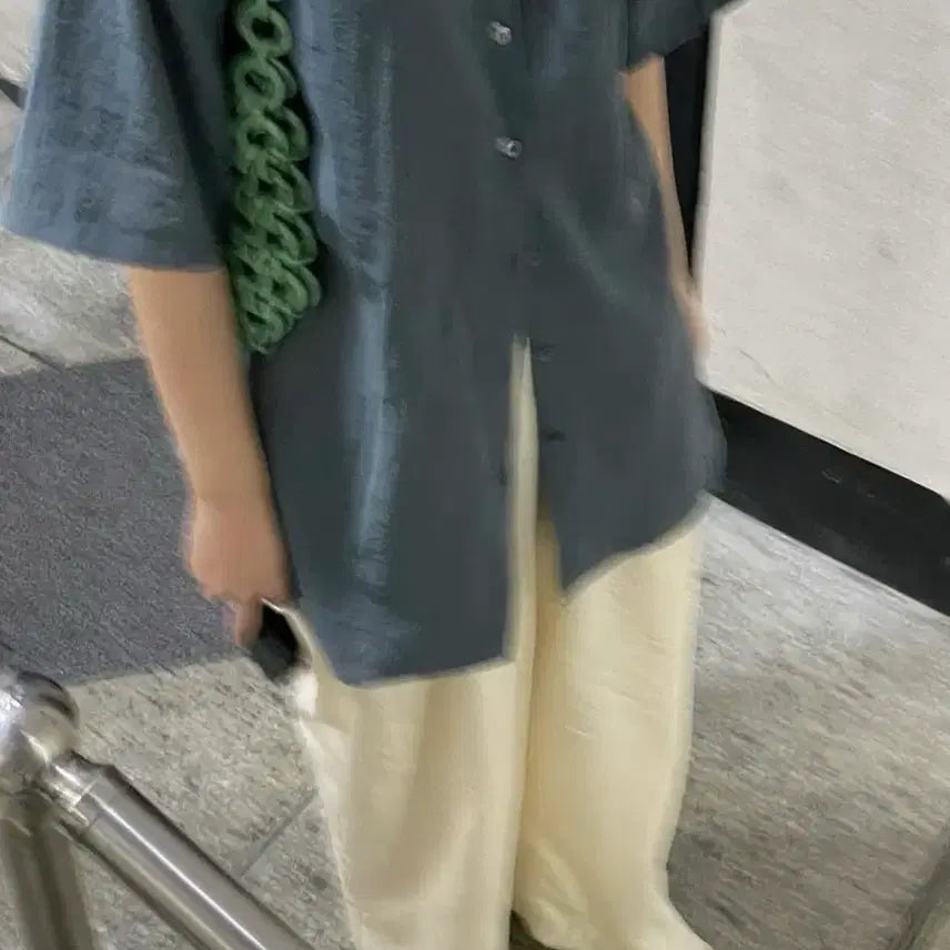 [BUNJANG] Meaning Out Teal Summer Blouse / 미닝아웃 청록색 여름 블라우스