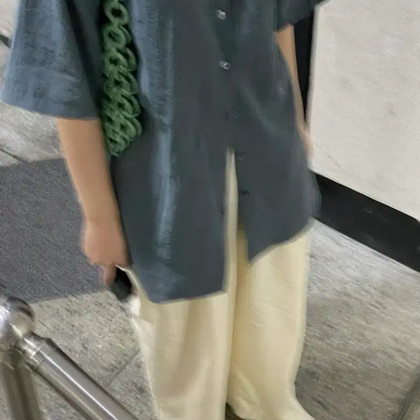 [BUNJANG] Meaning Out Teal Summer Blouse / 미닝아웃 청록색 여름 블라우스