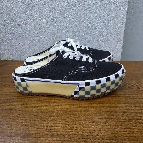 [BUNJANG] Vans Authentic Mule Canvas Checkerboard Black / 반스 어센틱 뮬 캔버스 체커보드 블랙