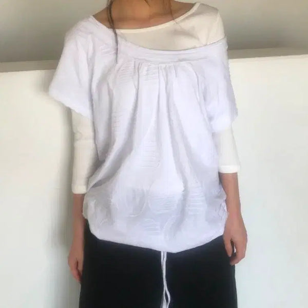 [BUNJANG] Wonder Wonder Big Dot Off-Shoulder Short Sleeve T-Shirt / 에이블리 지그재그 원더원더 빅도트 오프숄더 반팔티