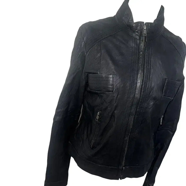 [BUNJANG] Vintage Japanese Sheepskin Leather Jacket Black / 양가죽 블랙 가죽자켓 일본 빈티지