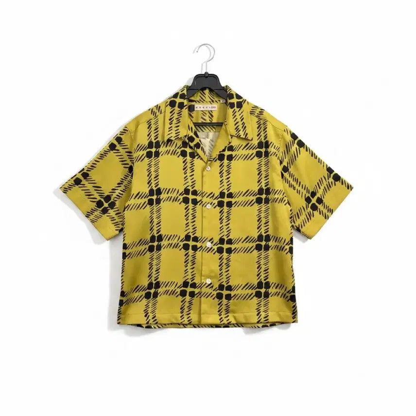 [BUNJANG] Uniqlo MARNI Check Short Sleeve Shirt Yellow / 여성M/ 유니클로 마르니 체크 반팔 셔츠 옐로우