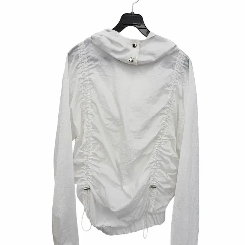 [BUNJANG] Women's White Shirring Hooded Zip-Up (Size S-M) / 여성S-M/ 화이트 셔링 후드 집업