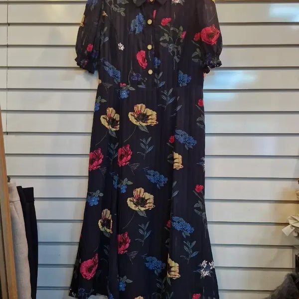 [BUNJANG] Satin Pattern Short Sleeve Dress / 샤틴 패턴 반팔 원피스