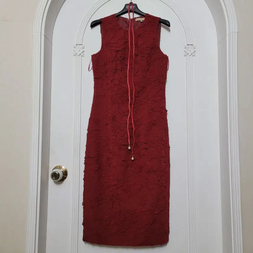 [BUNJANG] Michael Kors Burgundy Silk Blend Pearl Embellished Dress / 미사용 보관제품고급스러운 버건디 색상의 마이클코어스 원피스예요실크와