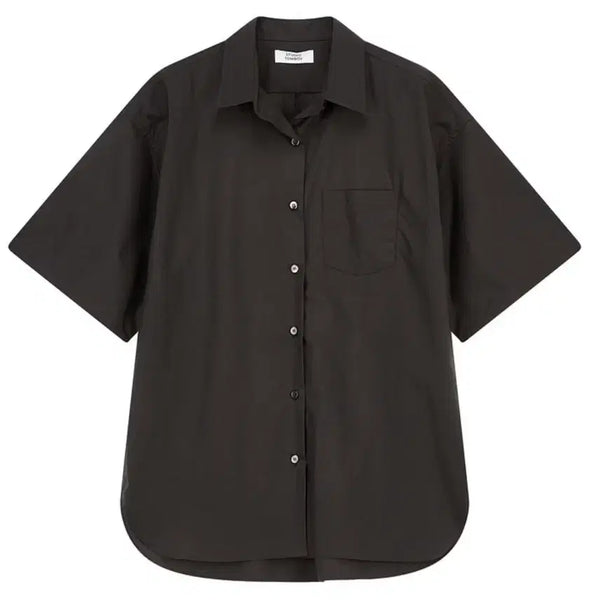 [BUNJANG] Studio Tomboy Short Sleeve Shirt Blouse (Dark Brown) / 스튜디오 톰보이 여름 셔츠 블라우스