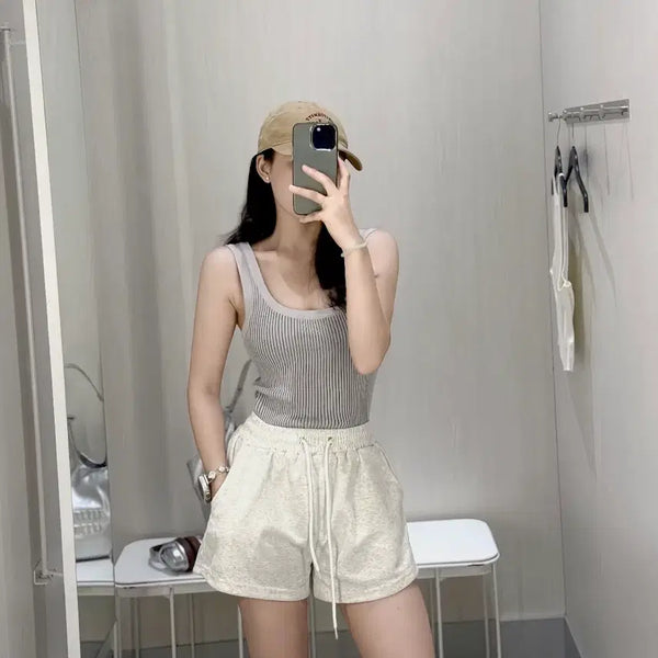 [BUNJANG] White Wide Fit Training Shorts / 화이트 와이드 반바지 밴딩 반바지  트레이닝바지 F