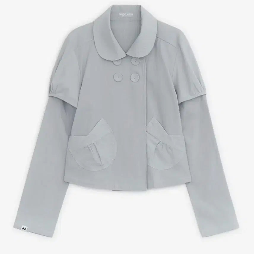 [BUNJANG] Hugeskin Detachable Round Jacket - Greyish Blue / 허그유어스킨 디테쳐블 라운드 자켓_그레이쉬 블루