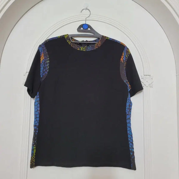 [BUNJANG] Alexander McQueen Black Color Block Short Sleeve T-Shirt (M) / 알렉산더 맥퀸 블랙 컬러 블록 반팔티 M 55~66