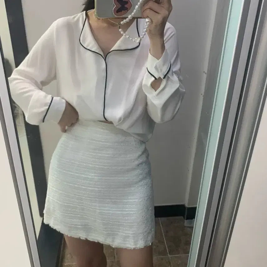 [BUNJANG] Melrose Pure Pearl Tweed Mini Skirt High Waist / 멜로즈스커트 퓨어 펄 트위드 미니 스커트 하이웨스트