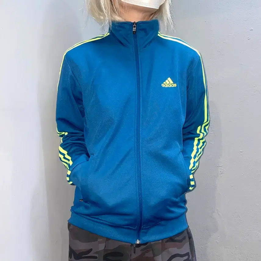 [BUNJANG] Adidas Neon Green Line Track Jacket / ADIDAS 네온 그린 라인 져지