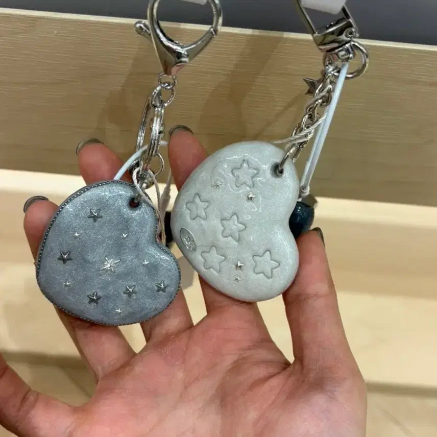 [BUNJANG] NFF Heart Mirror Keyring White / 엔프프 키링 하트 백참 NFF 거울키링