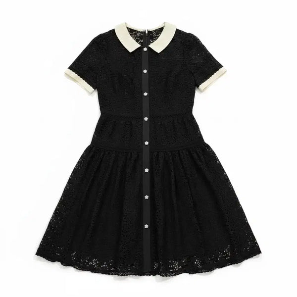 [BUNJANG] Lenibon Lace Collar Dress Black / 여성82/ 레니본 레이스 칼라 원피스 블랙