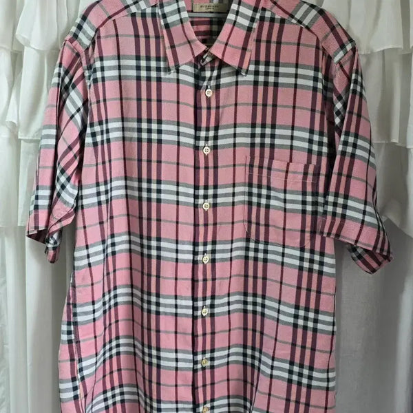 [BUNJANG] Burberry Pink Short-Sleeve Shirt Vintage / 빈티지 버버리 핑크 반팔 셔츠