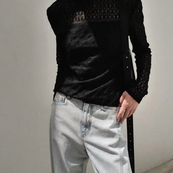 [BUNJANG] ORR Lace See-through Blouse / 오르 레이스 시스루 블라우스