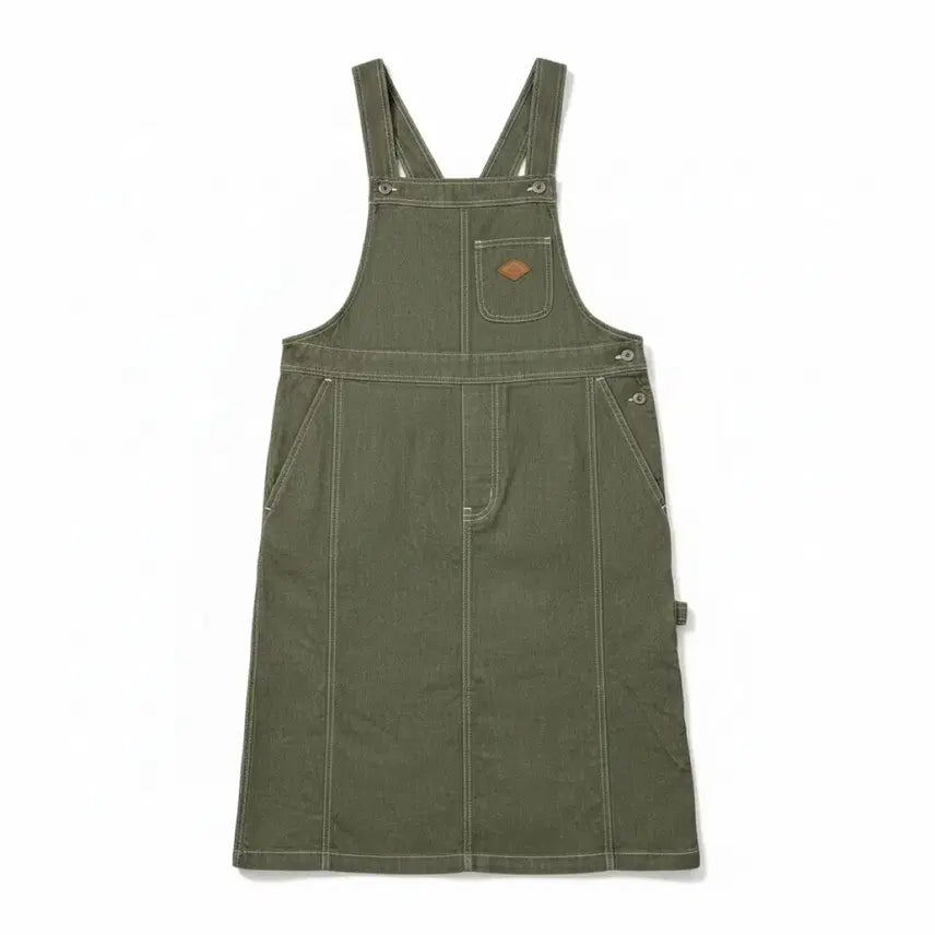[BUNJANG] Wonder Place Khaki Layered Pinafore Dress / 여성F/ 원더플레이스 카키 레이어드 멜빵 원피스
