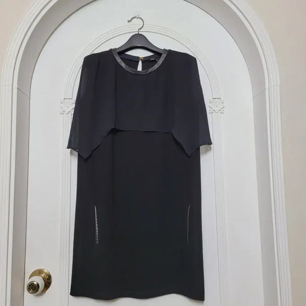 [BUNJANG] Maje Black Leather Detail Midi Dress / 마쥬 블랙 원피스 38  날씬66