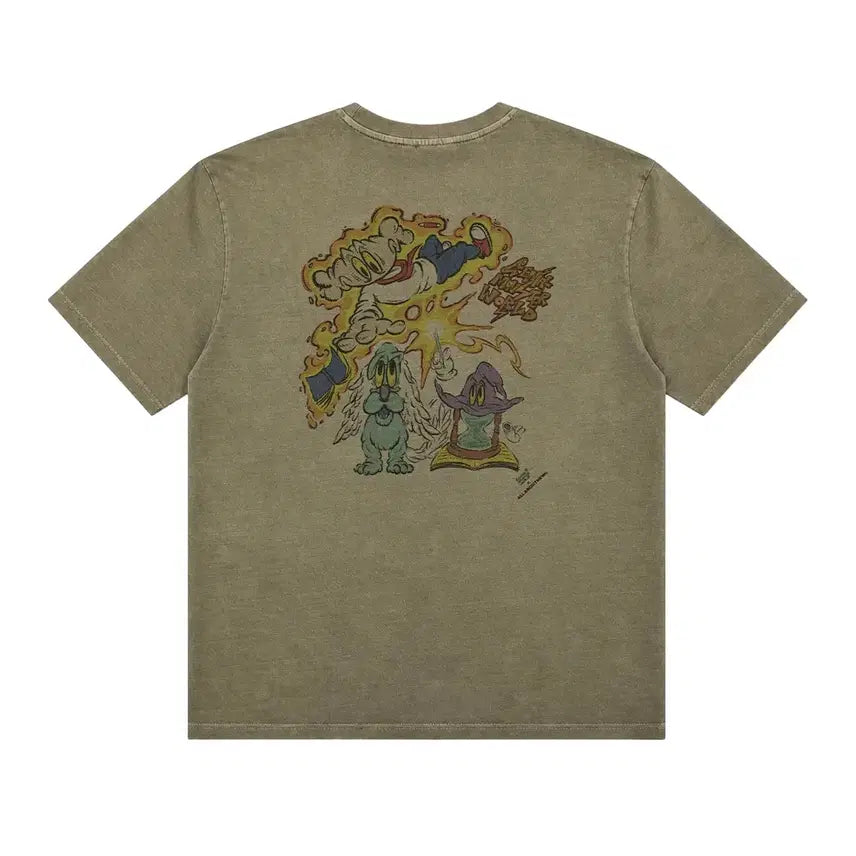 [BUNJANG] All About New x Henial Kim Monster Graphic T-Shirt Khaki / 올어바웃뉴 X 헤니알킴 몬스터 반팔 카키(95) 새것