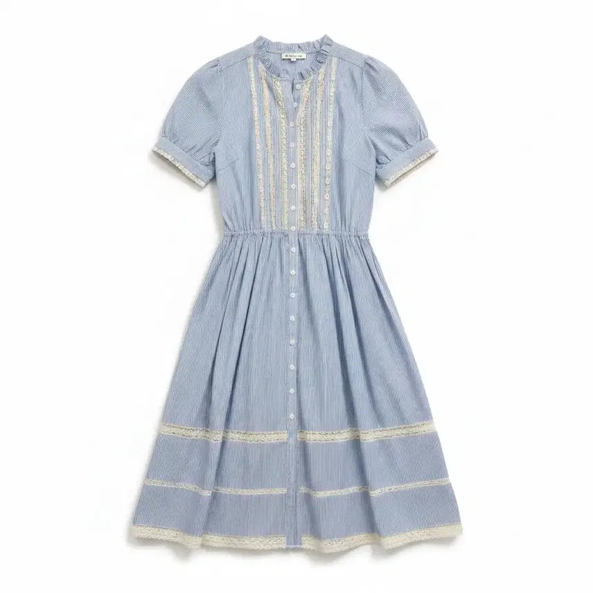 [BUNJANG] Imported Striped Lace Dress (Women's XS) / 여성XS/ 수입 스트라이프 레이스 원피스
