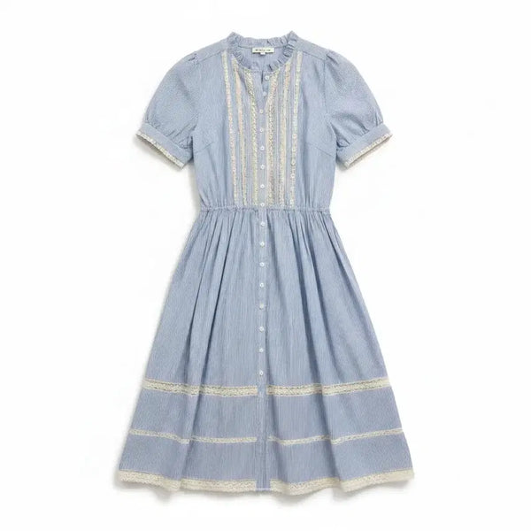 [BUNJANG] Imported Striped Lace Dress (Women's XS) / 여성XS/ 수입 스트라이프 레이스 원피스