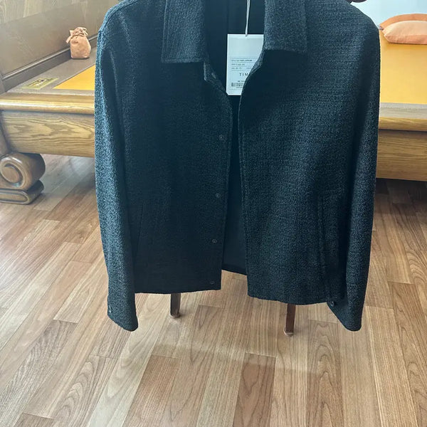 [BUNJANG] Time Homme 25SS Linen Blend Collar Tweed Jacket Black / 타임옴므 린넨 블렌드 칼라 트위드 자켓 95사이즈