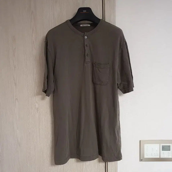 [BUNJANG] Art if Acts Pigment Garment Dyeing Henley Neck Short Sleeve T-Shirt - Size L / 아트이프액츠 피그먼트 가먼트다이 헨리넥 반팔 티셔츠 L