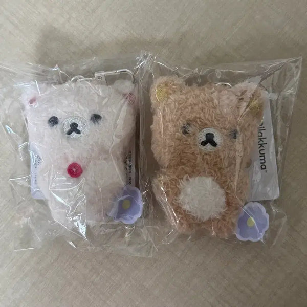 [BUNJANG] Rilakkuma Korilakkuma Fleece Flower Mascot Keychain Set / 리락쿠마 코리락쿠마 뽀글이 플라워 마스코트 키링