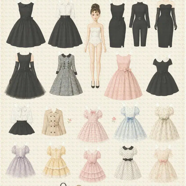 [BUNJANG] Audrey Hepburn Style Paper Doll and Outfits Set File / 오드리 햅번 스타일 종이인형 파일
